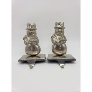 Set of Two 7.5" Metal Snowman Christmas Stocking Holders RB3